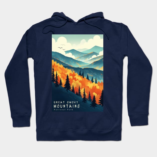 Great Smoky Mountains national park travel poster Hoodie by GreenMary Design